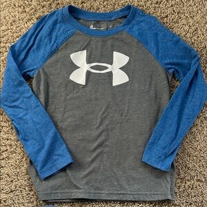 Under Armour Kids Long Sleeve Blue and Gray Tee